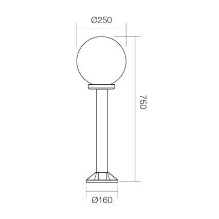 Redo 9780 - Λάμπα εξωτερικού χώρου SFERA 1xE27/42W/230V IP44 25x75 cm λευκό