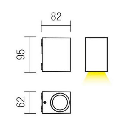 Redo 9907 - Επιτοίχιο φωτιστικό εξωτερικού χώρου LED BEAM LED/5W/230V IP54