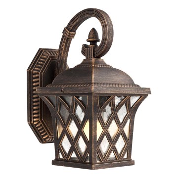 Redo 9951 - Φωτιστικό τοίχου εξωτερικού χώρου BREMEN 1xE27/42W/230V IP23 χρυσό/πατίνα