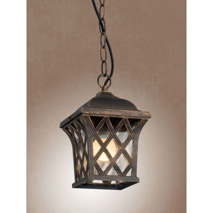 Redo 9952 - Κρεμαστό φωτιστικό οροφής εξωτερικού χώρου  BREMEN 1xE27/42W/230V IP23 χρυσό/πατίνα