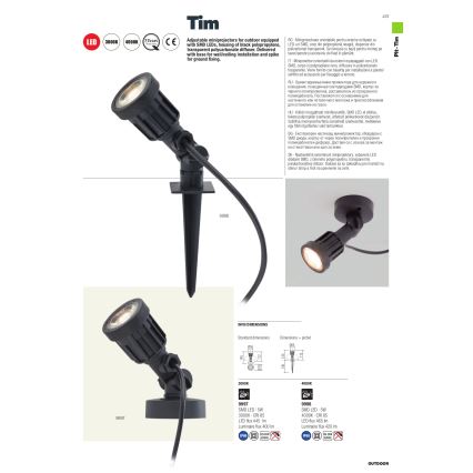 Redo 9997 - Φωτιστικό LED εξωτερικού χώρου TIM LED/5W/230V 3000K IP65