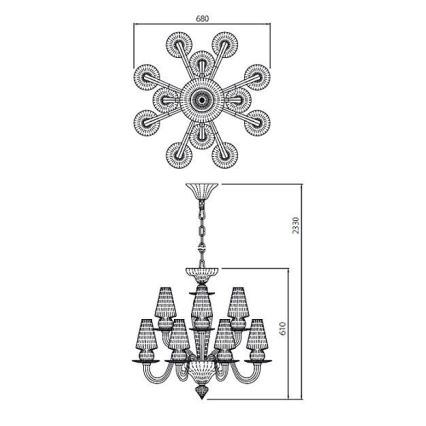 Redo IID C12 51 - Πολύφωτο με αλυσίδα IDILLIO 12xG9/48W/230V