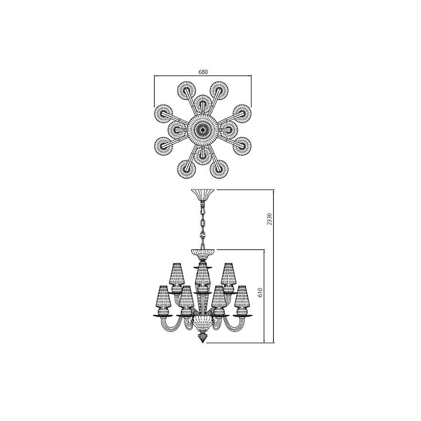 Redo IID C12 51 - Πολύφωτο με αλυσίδα IDILLIO 12xG9/48W/230V