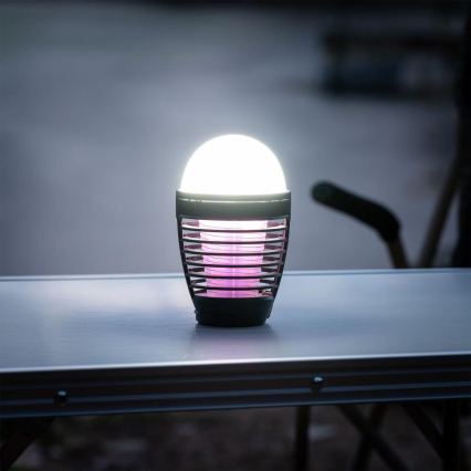 Retlux - Φορητό επαναφορτιζόμενο LED φωτιστικό με παγίδα εντόμων LED/5W/1800 mAh IP44 μαύρο