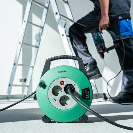 Retlux - Καλώδιο επέκτασης σε τύμπανο 3Z Τύπος E 10m πράσινο/μαύρο