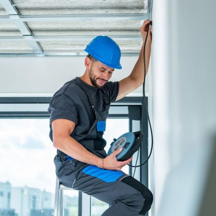 Retlux - Καρούλι καλωδίου με 3 υποδοχές, Τύπος E, 10 m, μπλε/μαύρο