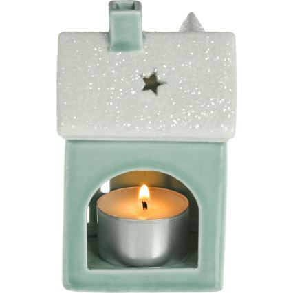 Κερί σε σπιτάκι από πορσελάνη 11,1 cm μέντα