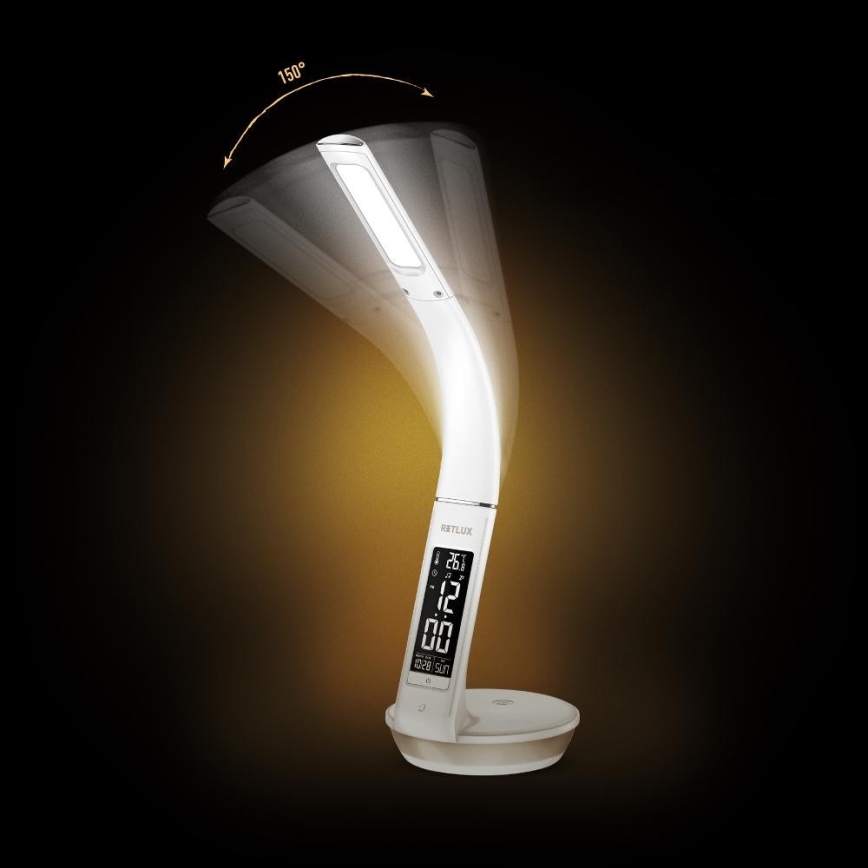 Επιτραπέζιο φωτιστικό LED Dimmable με ασύρματη φόρτιση Qi 5W και οθόνη LED/6W/230V/1xCR2032 3000/4000/6000K λευκό