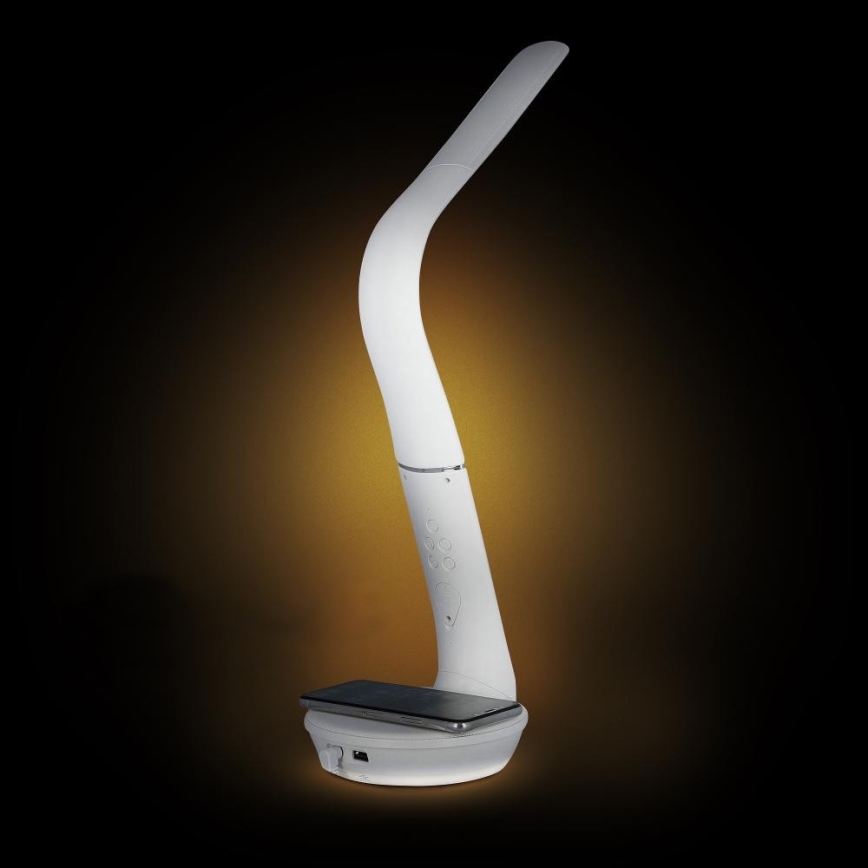 Επιτραπέζιο φωτιστικό LED Dimmable με ασύρματη φόρτιση Qi 5W και οθόνη LED/6W/230V/1xCR2032 3000/4000/6000K λευκό