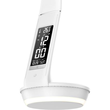 Επιτραπέζιο φωτιστικό LED Dimmable με ασύρματη φόρτιση Qi 5W και οθόνη LED/6W/230V/1xCR2032 3000/4000/6000K λευκό
