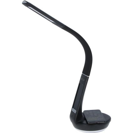 Επιτραπέζιο φωτιστικό LED Dimmable με ασύρματη φόρτιση Qi 5W και οθόνη LED/6W/230V/1xCR2032 3000/4000/6000K μαύρο