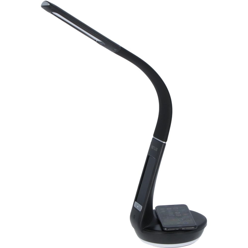 Επιτραπέζιο φωτιστικό LED Dimmable με ασύρματη φόρτιση Qi 5W και οθόνη LED/6W/230V/1xCR2032 3000/4000/6000K μαύρο