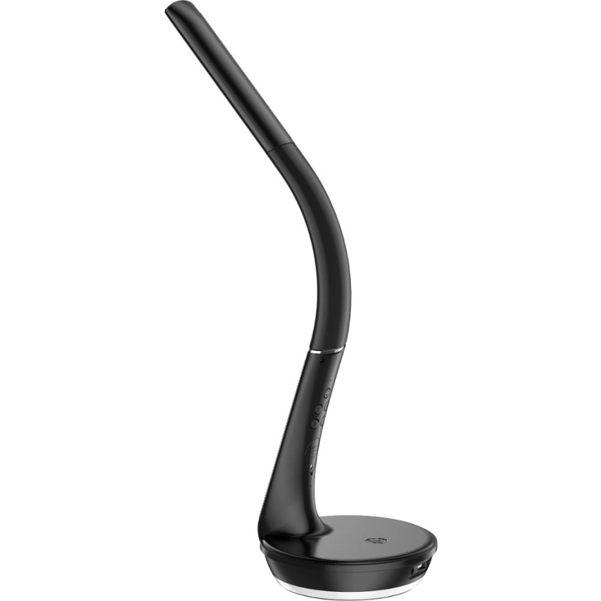 Επιτραπέζιο φωτιστικό LED Dimmable με ασύρματη φόρτιση Qi 5W και οθόνη LED/6W/230V/1xCR2032 3000/4000/6000K μαύρο