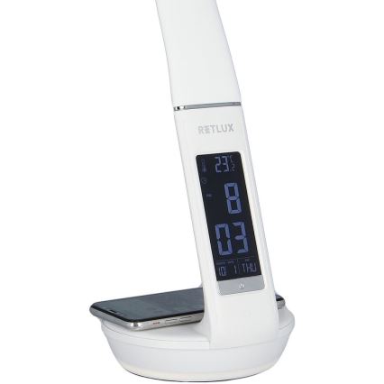 LED Ρυθμιζόμενο επιτραπέζιο φωτιστικό με ασύρματη φόρτιση Qi 5W και οθόνη LED/6W/230V/1xCR2032 3000/4000/6000K λευκό