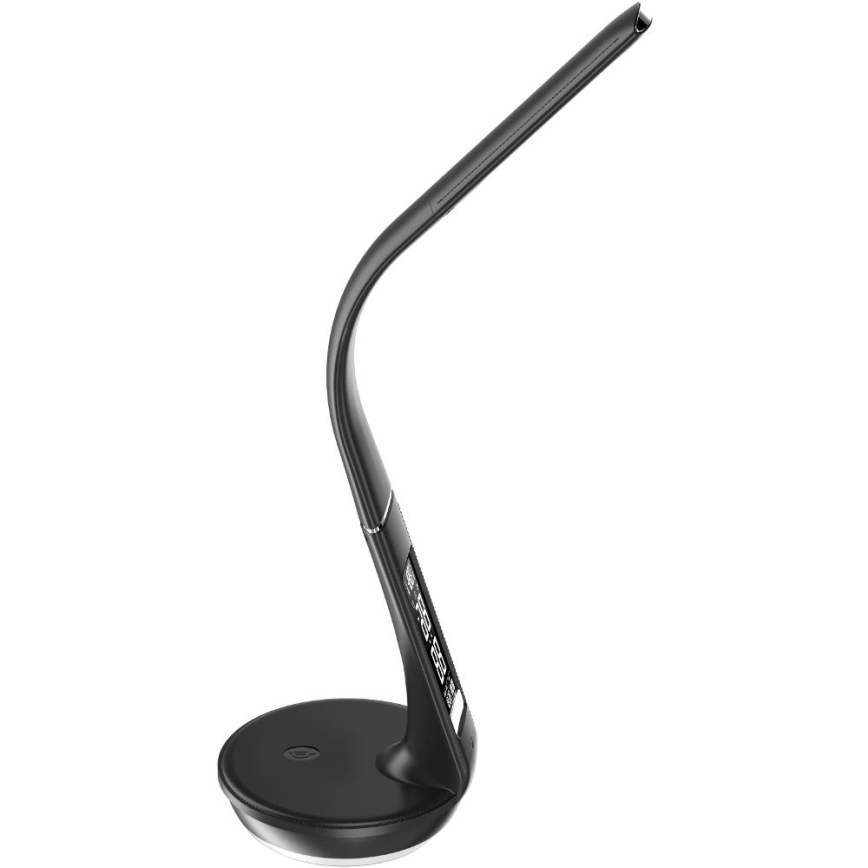 LED Ρυθμιζόμενο Επιτραπέζιο Φωτιστικό με Ασύρματη Φόρτιση Qi 5W και Οθόνη LED/6W/230V/1xCR2032 3000/4000/6000K Μαύρο