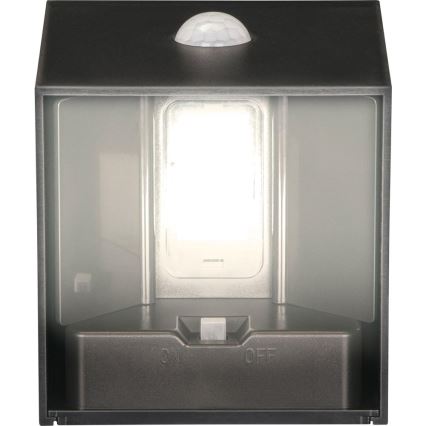 LED ηλιακό επιτοίχιο φωτιστικό με αισθητήρα LED/1W/3,7V 1200 mAh IP44 μαύρο