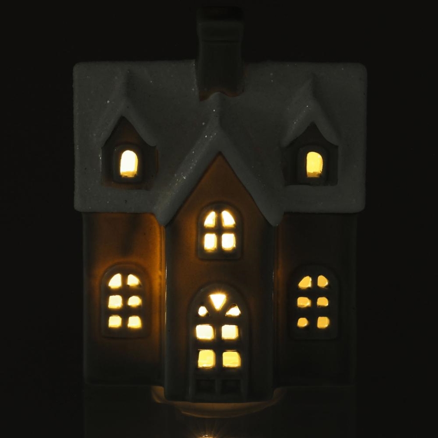 LED Πορσελάνης διακοσμητικό LED/2xLR44/θερμό λευκό σπιτάκι γκρι