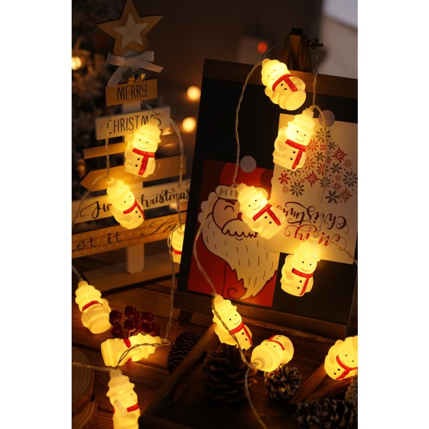 LED γιρλάντα 20xLED/3xAA/θερμό λευκό 3,3m χιονάνθρωποι