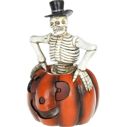 LED Διακόσμηση HALLOWEEN LED/2xLR44/θερμό λευκό skeleton in a pumpkin resin