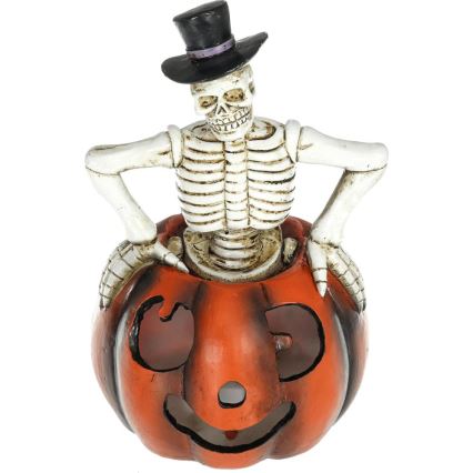 LED Διακόσμηση HALLOWEEN LED/2xLR44/θερμό λευκό skeleton in a pumpkin resin
