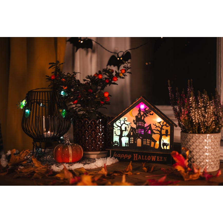 LED Διακόσμηση HALLOWEEN LED/2xAA/πολύχρωμα haunted σπιτάκι