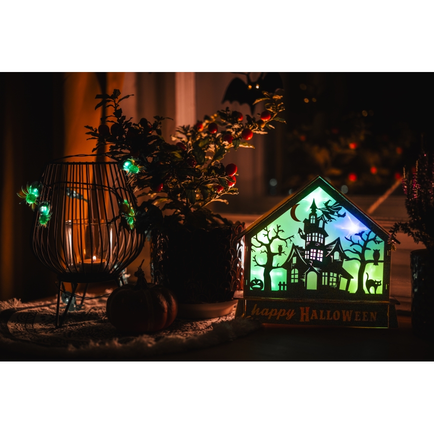 LED Διακόσμηση HALLOWEEN LED/2xAA/πολύχρωμα haunted σπιτάκι