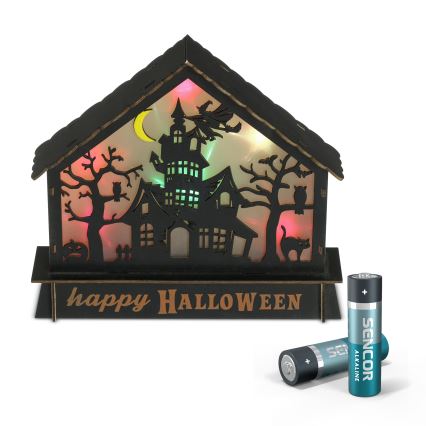 LED Διακόσμηση HALLOWEEN LED/2xAA/πολύχρωμα haunted σπιτάκι