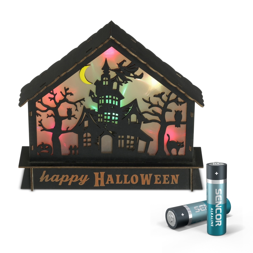 LED Διακόσμηση HALLOWEEN LED/2xAA/πολύχρωμα haunted σπιτάκι