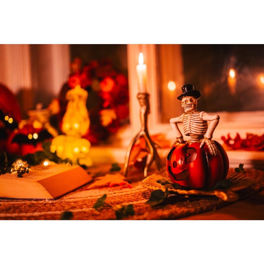 LED Διακόσμηση HALLOWEEN LED/2xLR44/θερμό λευκό skeleton in a pumpkin resin