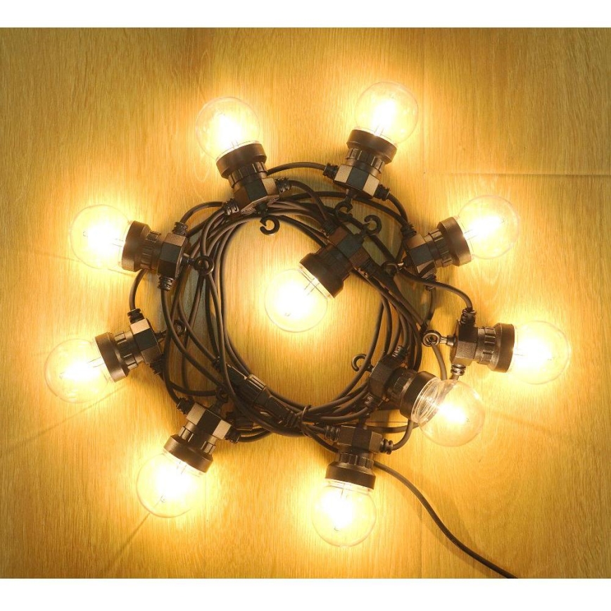 LED Διακοσμητικά λαμπάκια εξωτερικού χώρου GARLAND G45 10xE27/230V 8m IP44 θερμό λευκό