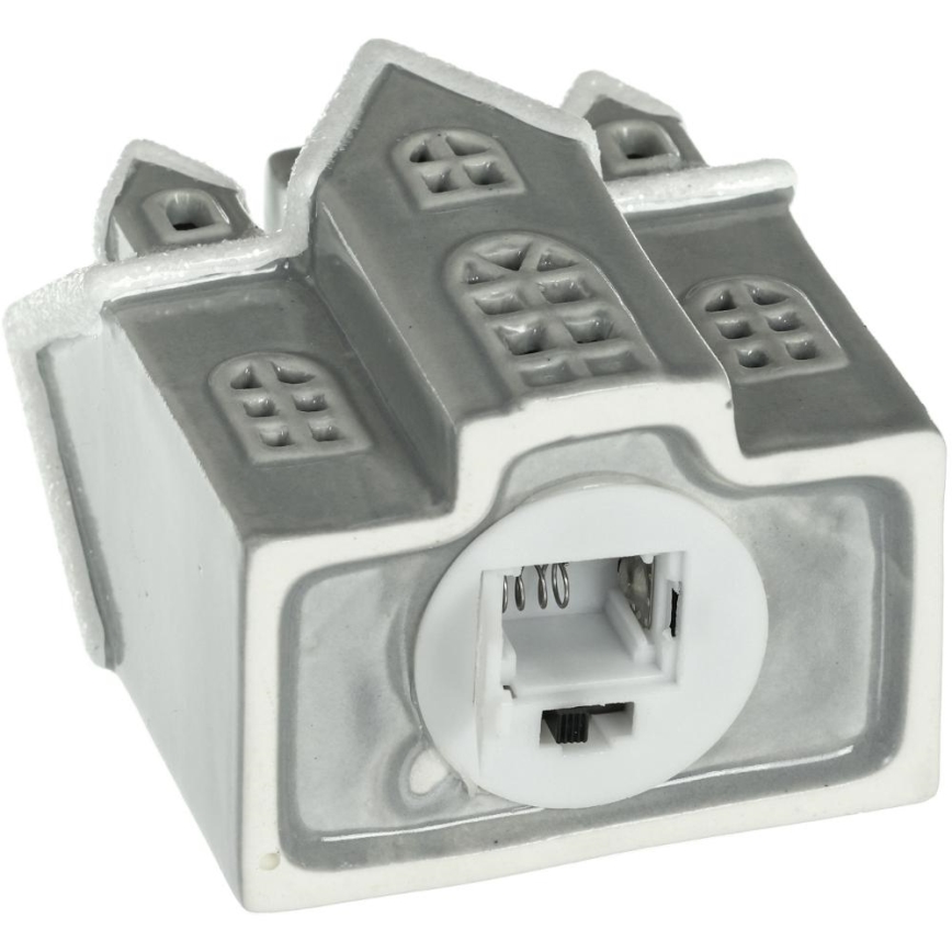 LED Πορσελάνης διακοσμητικό LED/2xLR44/θερμό λευκό σπιτάκι γκρι