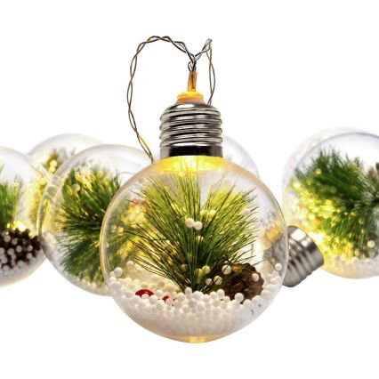 LED Χριστουγεννιάτικη γιρλάντα 10xLED/3xAAA/θερμό λευκό 2,1m με μπάλες