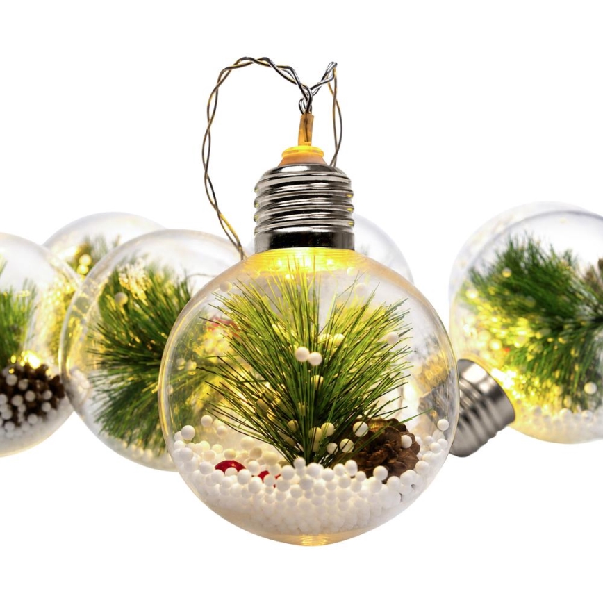 LED Χριστουγεννιάτικη γιρλάντα 10xLED/3xAAA/θερμό λευκό 2,1m με μπάλες