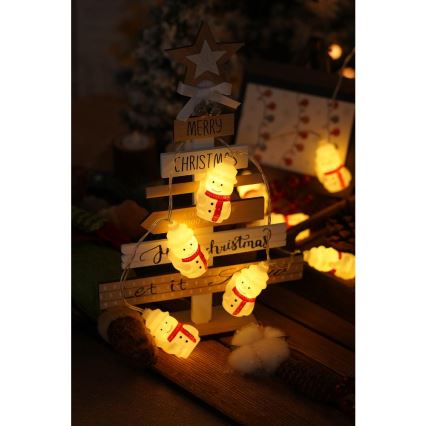 LED Χριστουγεννιάτικη γιρλάντα 20xLED/3xAA/θερμό λευκό 3,3m με χιονάνθρωπους