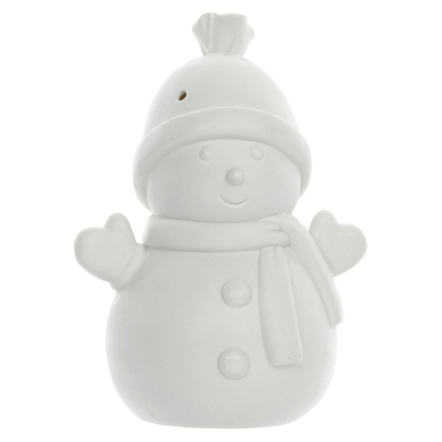 LED Χριστουγεννιάτικο πορσελάνινο διακοσμητικό LED/3xLR44 χιονάνθρωπος