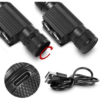 LED Ρυθμιζόμενος επαναφορτιζόμενος φακός κεφαλής αλουμινίου LED/2600 mAh IP65