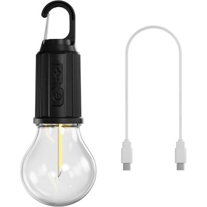 Retlux - Ρυθμιζόμενος επαναφορτιζόμενος φακός LED/0,3W/USB 400 mAh IP44 μαύρος