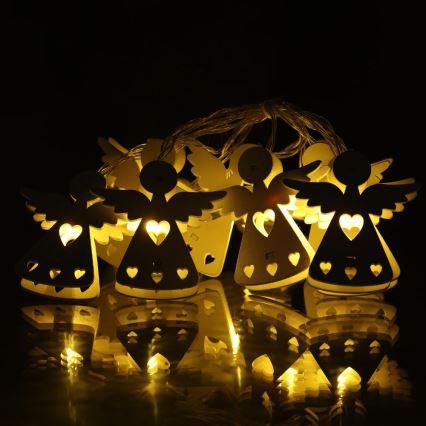 LED γιρλάντα 10xLED/2xAA/ζεστό λευκό, μήκος 2 m, με αγγελάκια