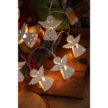 LED γιρλάντα 10xLED/2xAA/ζεστό λευκό, μήκος 2 m, με αγγελάκια