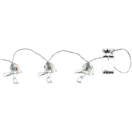 LED  γιρλάντα 10xLED/2xAA/θερμό λευκό 1,65m χιονάνθρωποι