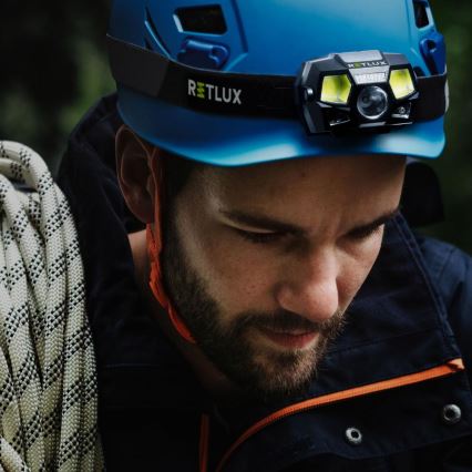 Επαναφορτιζόμενος LED φακός κεφαλής με αισθητήρα — 3W, 900 mAh, IP44, μαύρος