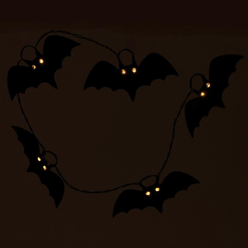 Διακοσμητικά λαμπάκια LED HALLOWEEN 10xLED/2xAA/θερμό λευκό 1,3m νυχτερίδες