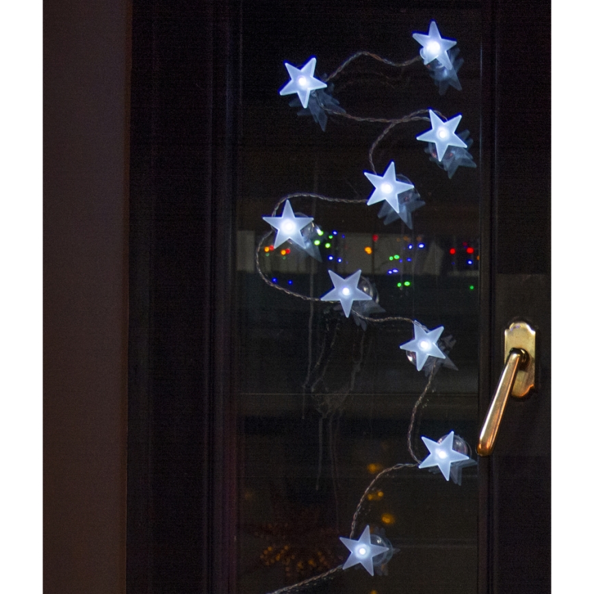 Διακοσμητική αλυσίδα LED με βεντούζες 10xLED/2xAA 1,8m ψυχρό λευκό