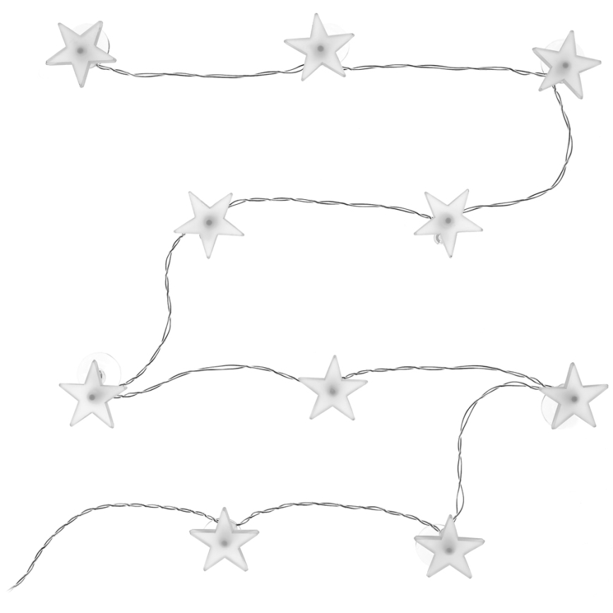 Διακοσμητική αλυσίδα LED με βεντούζες 10xLED/2xAA 1,8m ψυχρό λευκό