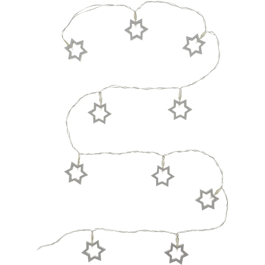 Διακοσμητική γιρλάντα LED, 10 LED, λειτουργεί με 2 μπαταρίες AA, μήκος 1,8 m, θερμό λευκό