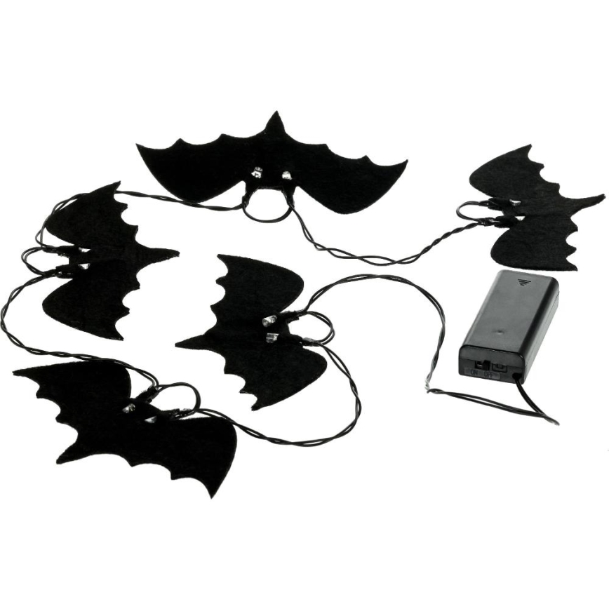 Διακοσμητικά λαμπάκια LED HALLOWEEN 10xLED/2xAA/θερμό λευκό 1,3m νυχτερίδες