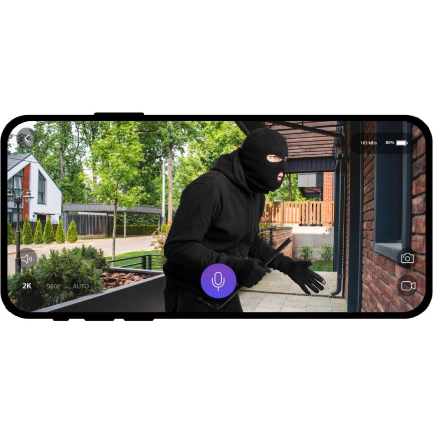 Θυροτηλεόραση με αισθητήρα κίνησης 5MPx 1440p 5200 mAh Wi-Fi IP65 ανθρακί