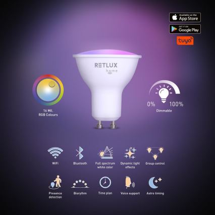 Λάμπα LED RGBW Dimmable MR16 GU10/4,5W/230V 2700-6500K Wi-Fi Tuya