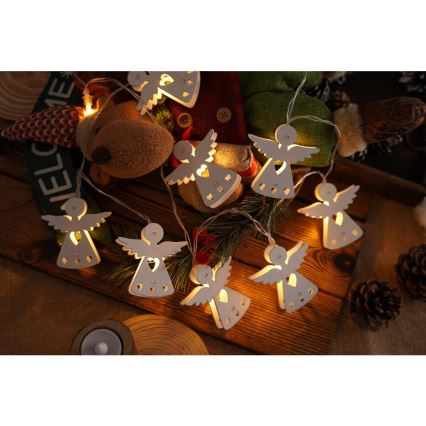 Χριστουγεννιάτικα λαμπάκια LED 10xLED/2xAA/θερμό λευκό 2m άγγελοι