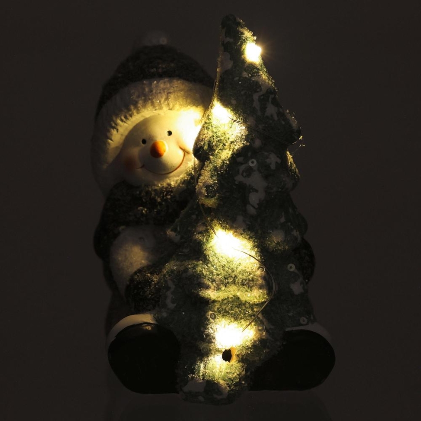 Χριστουγεννιάτικο διακοσμητικό LED LED/2xLR44/θερμό λευκό χιονάνθρωπος με ένα δέντρο